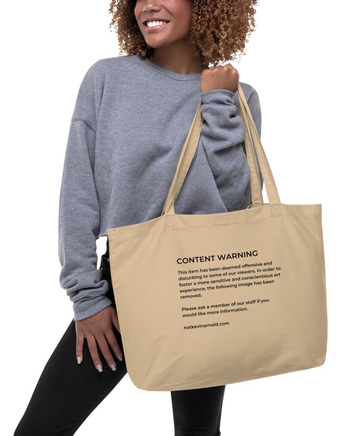 Content Warning Large Organic Tote Bag